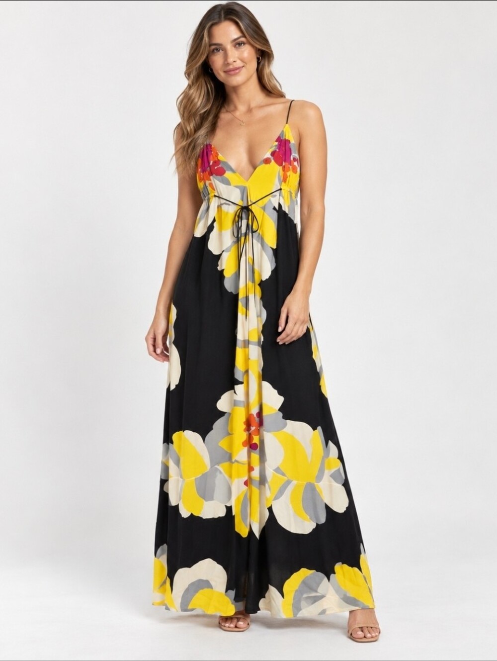 Nicole Miller Studio NWT $575 Silk Floral Ruffle Maxi Dress Size 10